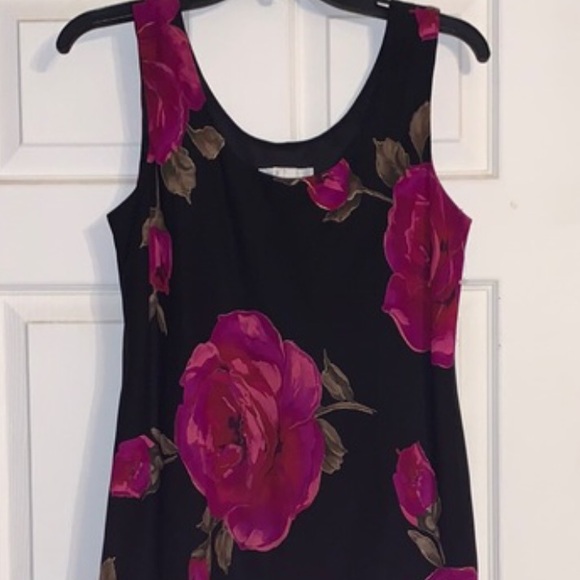 Black Floral Sleeveless Chiffon Overlay Lined Dress - Picture 4 of 9